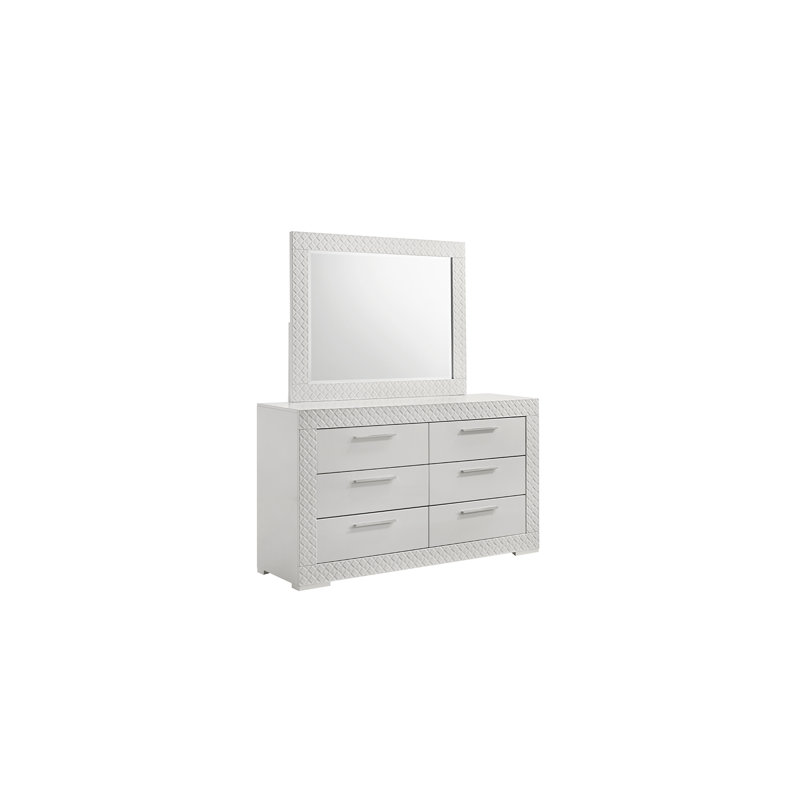 Commode à 6 tiroirs en bois blanc de style moderne Blanca