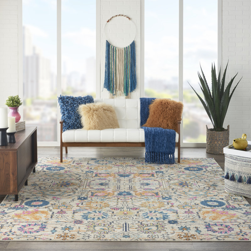 Geomar Ikat Synthetic Area Rug, Rectangle 114 x 175cm