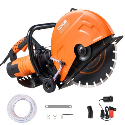 Electric Concrete Saw, 14 in Circular Saw Cutter with 5 in Cutting Depth, Wet/Dry Disk Saw Cutter Includes Water Line, Pump and Blade, for Stone, Brick, Porcelain, Concrete, 3200W/15A Motor