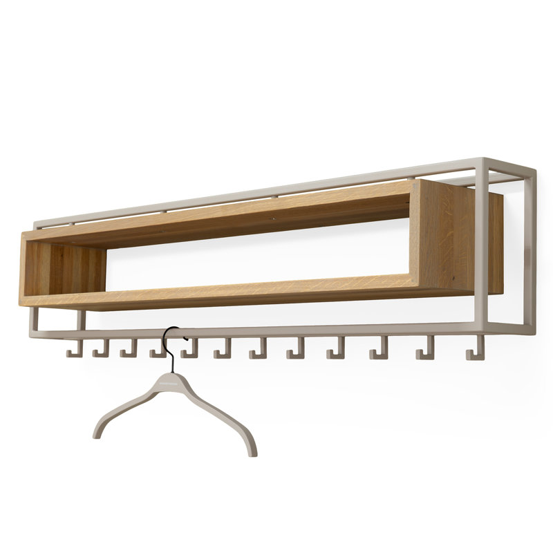 School 12 - Hook Wall Mounted Coat Rack with Storage , Silky Taupe