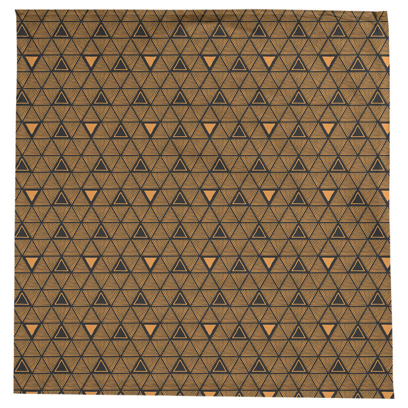 Classic Hand Drawn Triangles Tablecloth, Dark Orange/Black