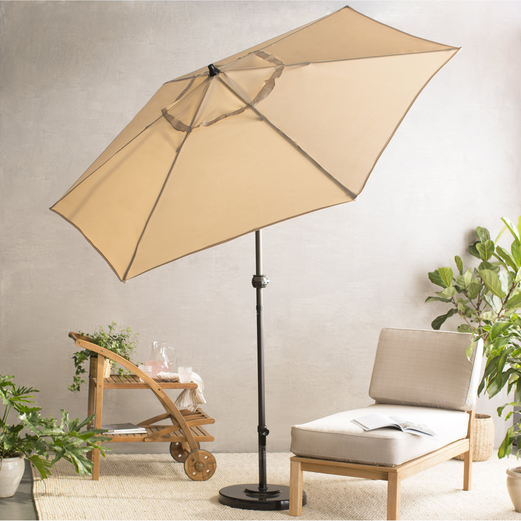 Toscana 90'' Outdoor Umbrella, Antique Beige - Polyester