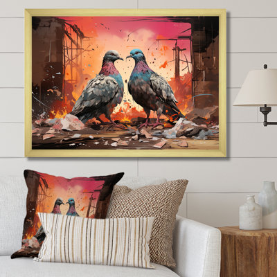 Gris et rose, pigeon Serenade I - art mural animal pigeon