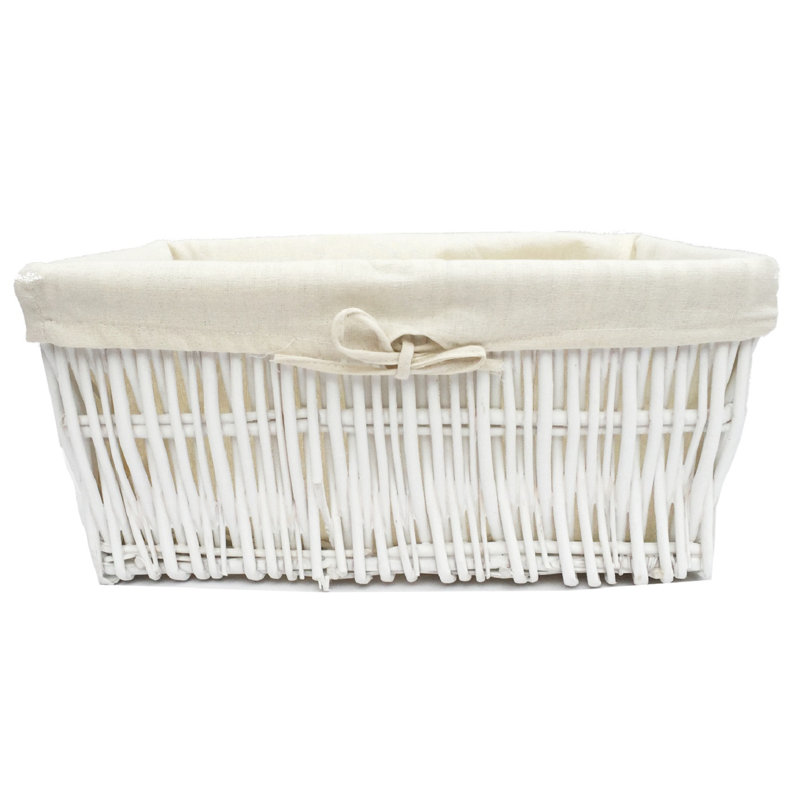 Brambly Cottage Wicker Decorative Basket, 18cm H x 41cm W x 28cm D, White