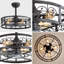 Mariellen 20" 7-Blade Indoor Enclosed Caged Black Ceiling Fan with the Remote Control