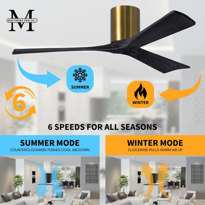 Irene Ceiling Fan, Matte Black, Brushed Brass, 60"