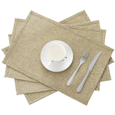 4-Pack Solid Linen Rectangular Placemats
