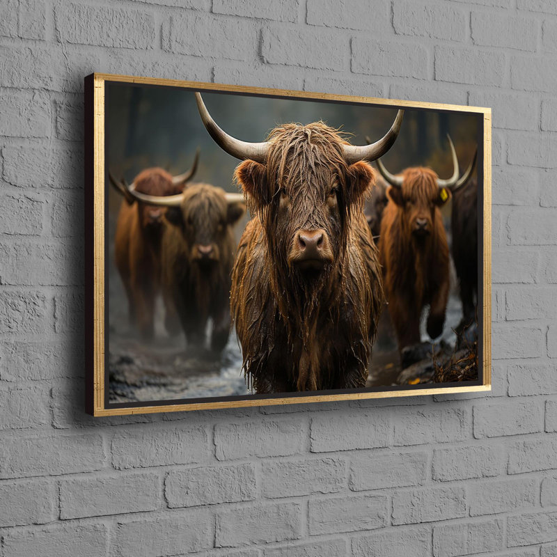 Print on Canvas, Framed Print without Mat, Gold, 80 cm H x 110 cm W