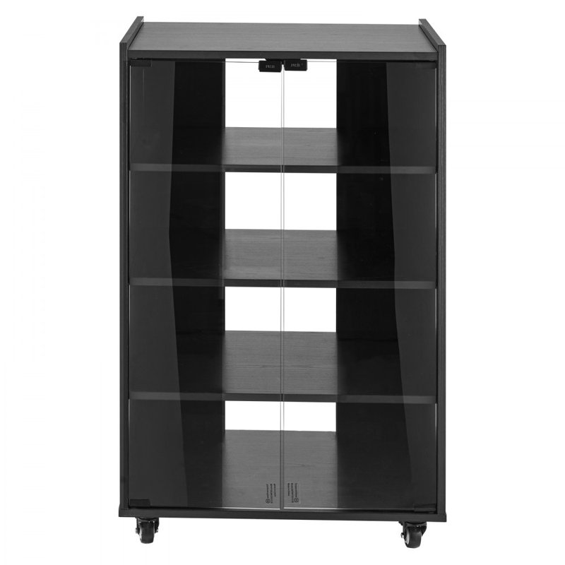 5-Tier AV Media Stand with Wheels, Wooden Audio-Video Media Stand for DVD Players/Cable Boxes/Games Consoles