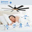 Grand ventilateur de plafond moderne noir 72 po avec lumières DEL à intensité variable et ventilateur à télécommande et silencieux à 6 vitesses pour salon-105851582