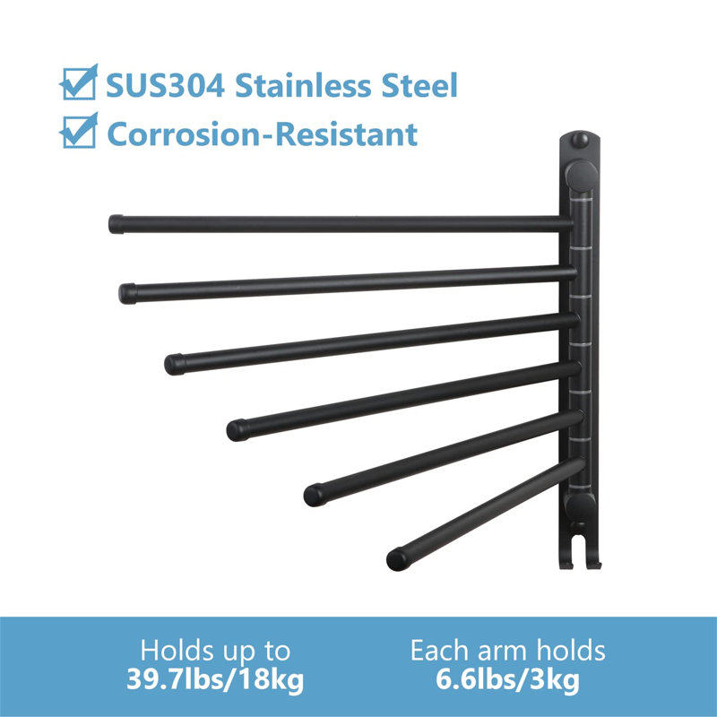 Gisbelle 35 cm L Towel Rack, Matte Black