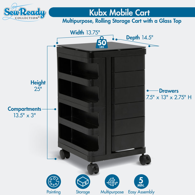 Chariot utilitaire rotatif Kubx, Noir
