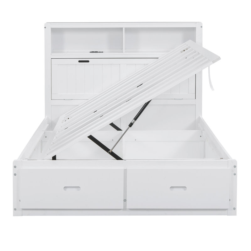 Lit plateforme avec rangement Kleine, Double, Blanc