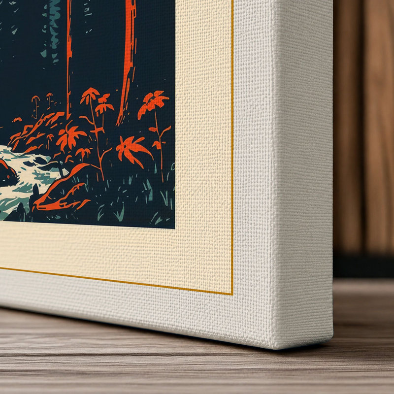 Forest at Sunrise Scandinavian - Wrapped Canvas, 36x24 - 91.4 x 61.0 cm, Cream Border