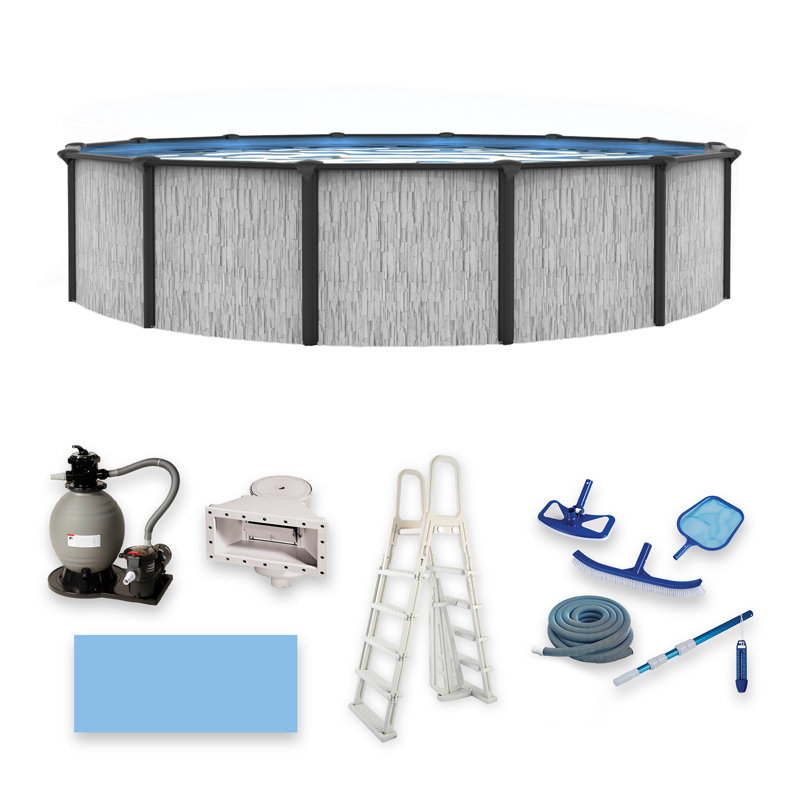 Piscine hors-terre ronde de 18 pi 52 po Blue Wave Seville, L 18 po x H 52 po, Gris clair