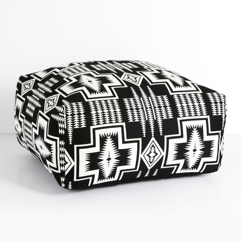 Repose-pieds d'extérieur avec coussin Sunbrella® Jasarah, Black/White