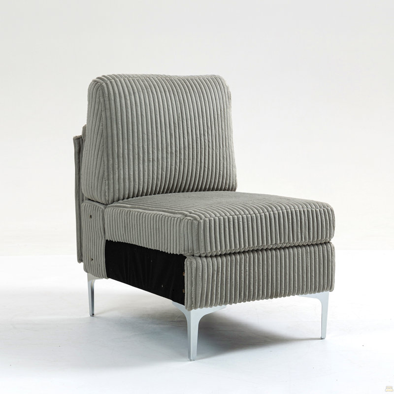 Module de siège modulaire sans accoudoirs, canapé modulaire en velours côtelé, fauteuil d'appoint modulaire sans accoudoirs avec coussin de dossier, gris