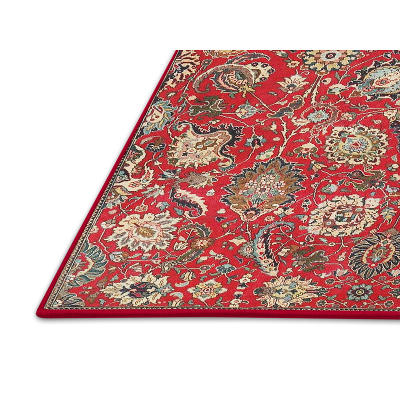 Tapis traditionnel rouge / brun / beige, Rectangle 5 pi x 7 pi