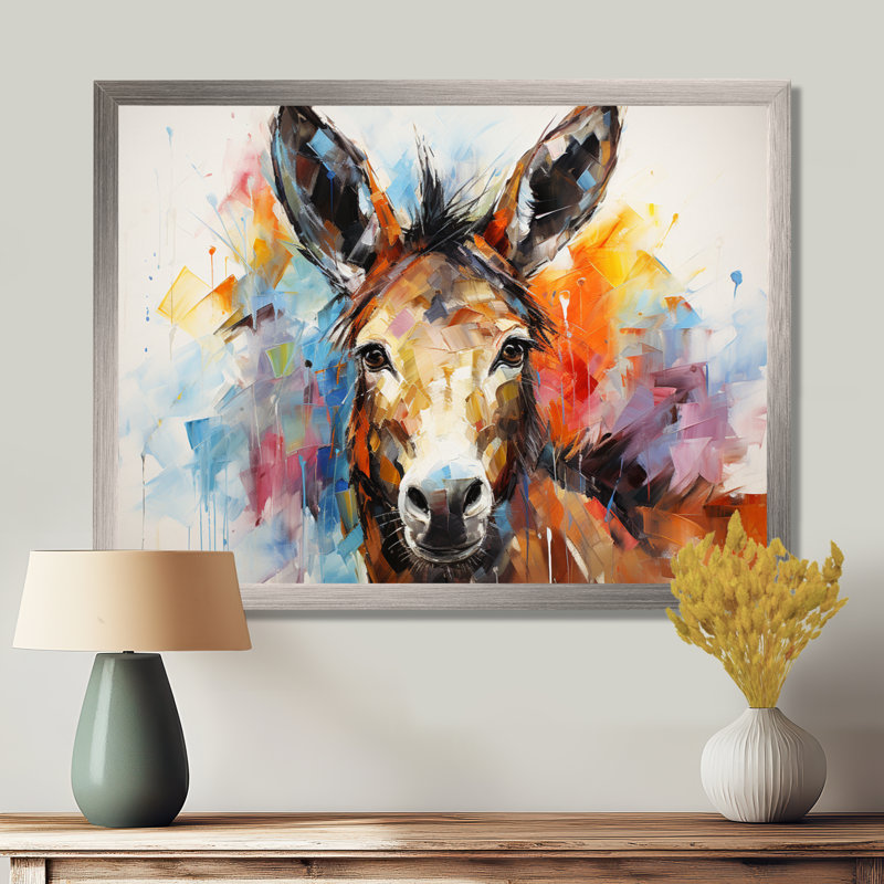 «Abstract Donkey Reverie», art mural sur toile, Cadre de coin fermé argenté, L 24 po x H 32 po x P 1 po