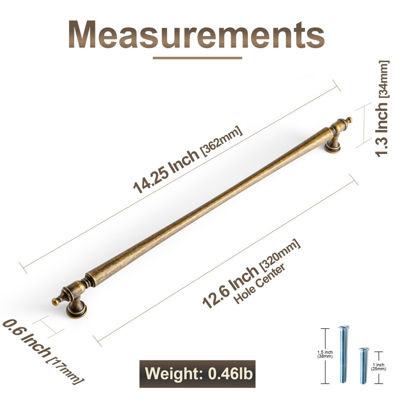 Elegant Cabinet Bar Pull Multipack, Antique Brass, 12.6"