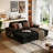 79.5" Convertible Sectional Sofa, Soft Corduroy Fabric, Fluffy Modern Sleeper Chair, Oversized Double Lounge Seat for Living Room – Black-1496922284