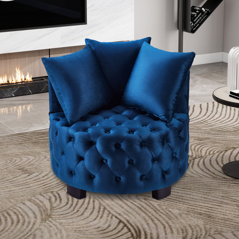 Fauteuil demi-tonneau capitonné 31,23 po, Marine