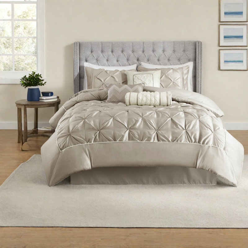 Piece Queen Bedding Sets, Polyester Tufted Taupe, Modern Home