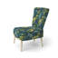 Chaise d'appoint rembourrée à motif tropical bleu azur et vert