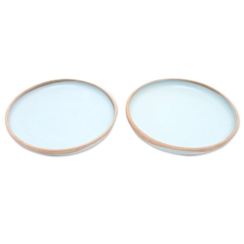 Latitude Run® Handmade Blue Bounty Ceramic Salad Plates (Pair)