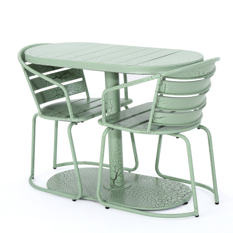 Garden Patio Bistro - Iron, Matte Teal Color, 2 Chairs & Table Included Elegant Hue, Includes Oval For, Green