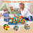 Activity Table 7 In 1 Kids Activity Tables And 4 Chairs With 152Pcs Large Marble Run Building Blocks, Sand/Water Tables, Kids Learning Play Table Toys For Toddler Age 3-7