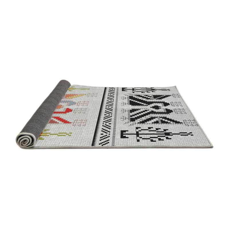 Tapis de zone rouge/noir à motifs, Rond 6 pi