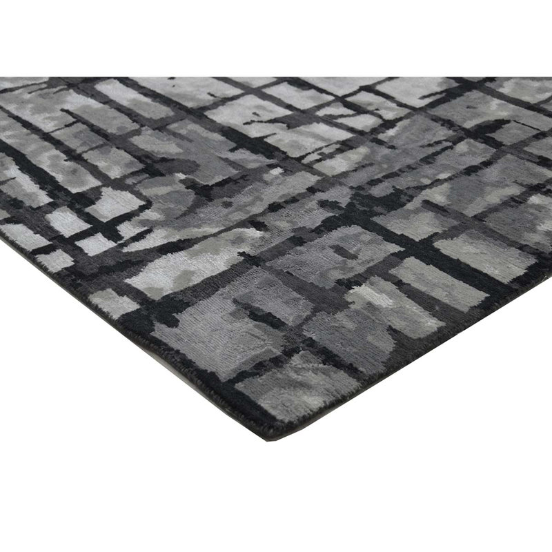 Windsom Abstract Area Rug in Sliver/Charcoal, Rectangle 4' x 6'