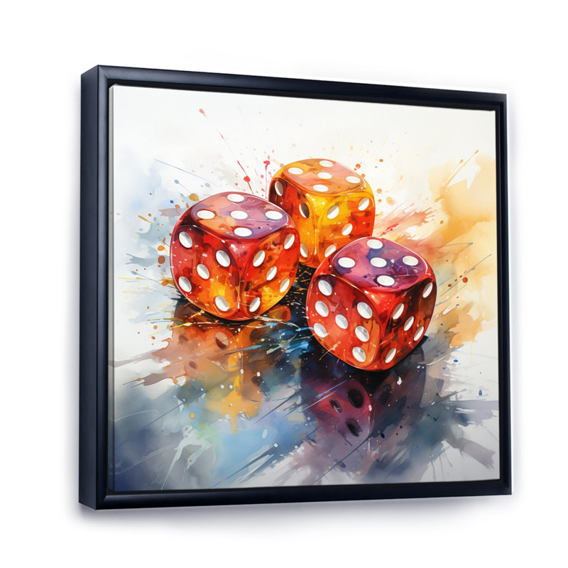 «Casino Royale Dice V» - Impression sur toile de casino et jeux, H 24 po x l 24 po x P 1 po, Cadre flottant noir
