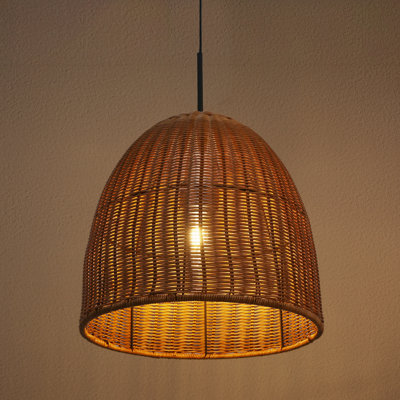 1- Light Dimmable Rattan Pendant Light