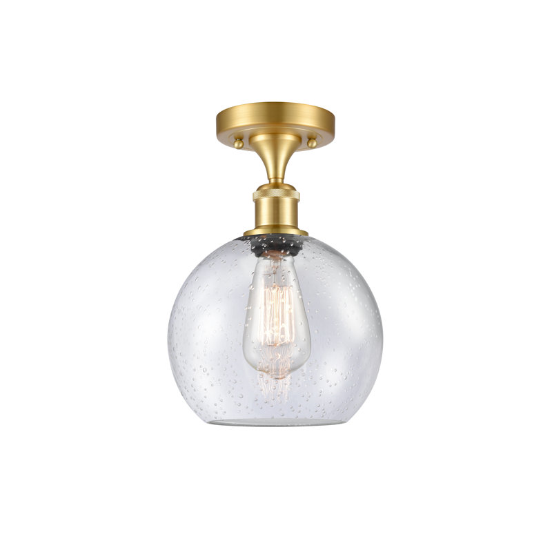 Baptista Semi Flush Mount, Matte Black, Seedy, 12'' H X 8'' W X 8'' D