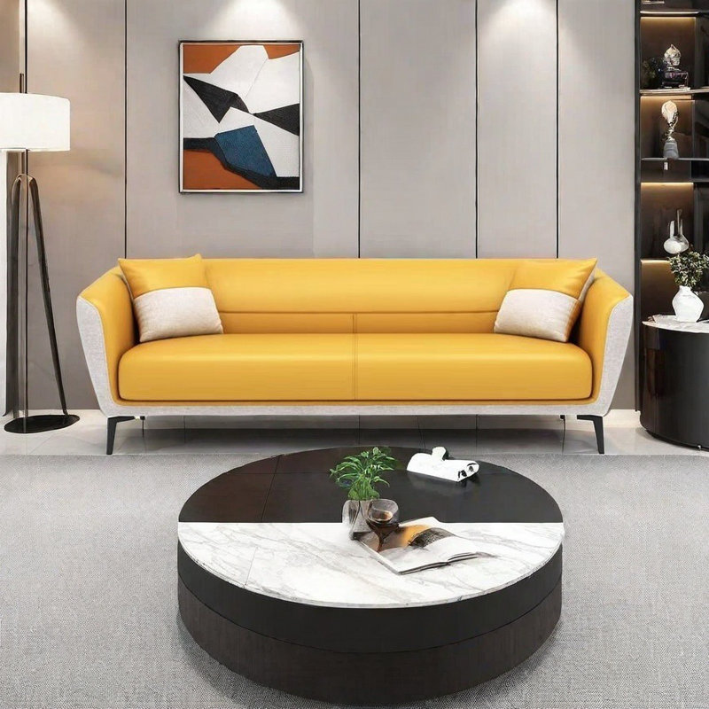 Simple fashion colour matching design sofa, Yellow/Off-White