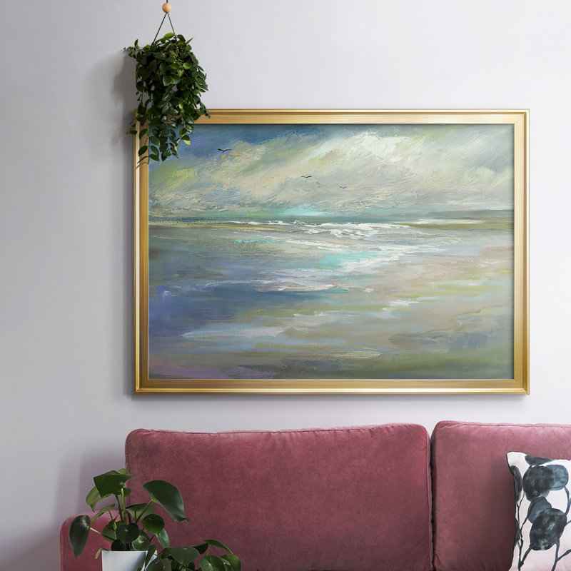 " Beach Light I ", 30" H x 44" W x 1.5" D, Gold