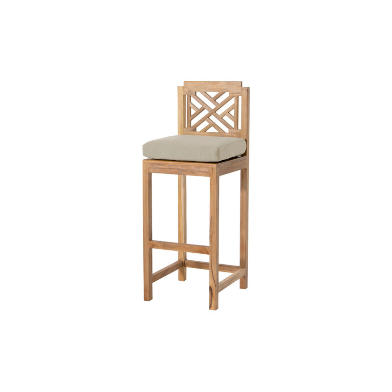 Monterey Yes Stool with Solid Wood Frame, Antique Beige