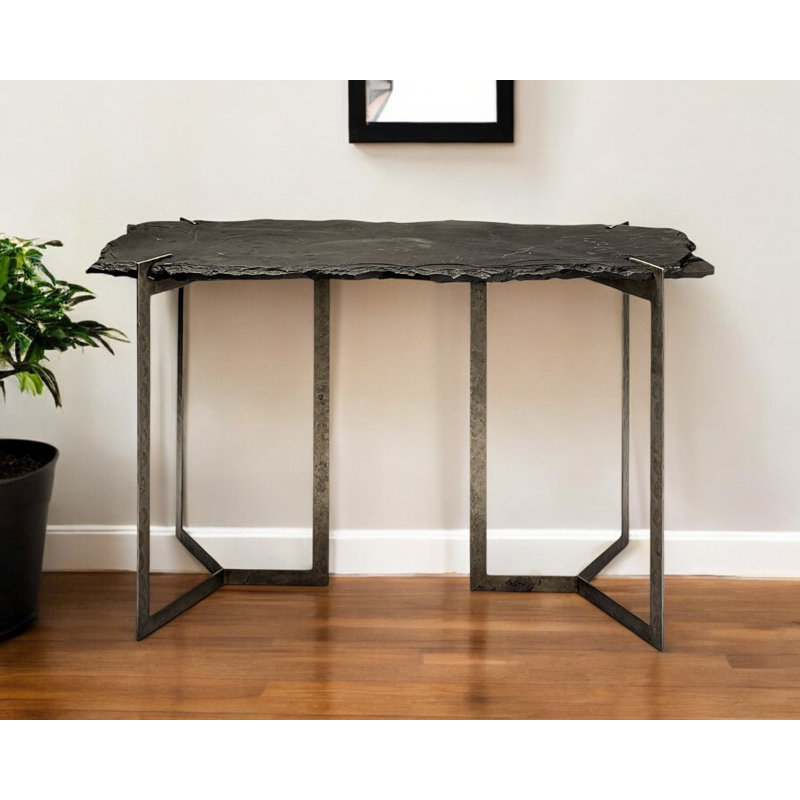 Console 50 po à double caisson noir et nickel patiné
