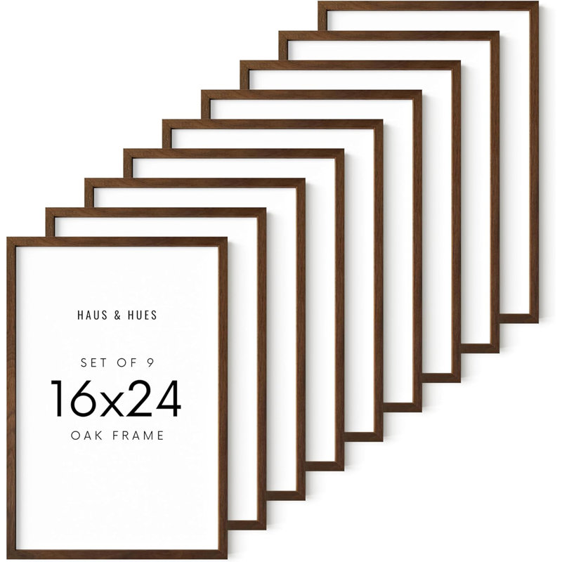 Cadre photo en bois massif - ensemble de 9, Noyer, L 16 po x H 24 po