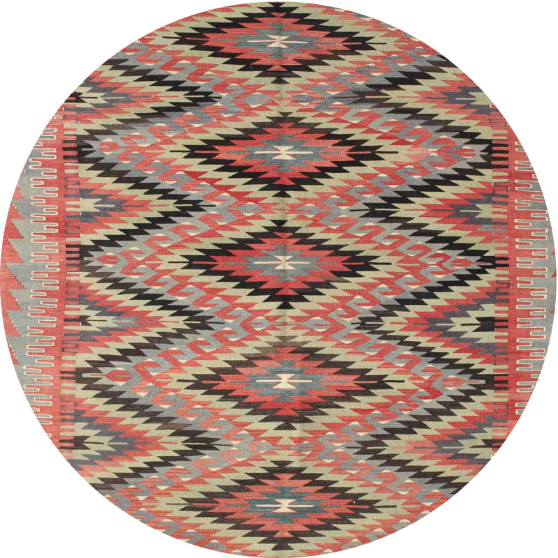 Tapis brun/vert zone contemporaine, Rond 4 pi