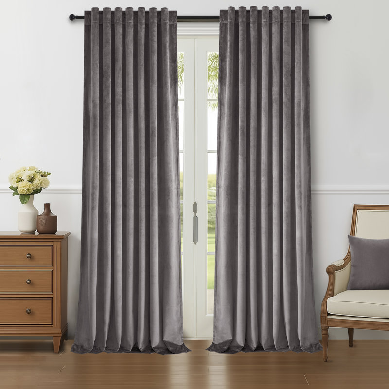 Aikens Velvet 100% Blackout Thermal Curtain Panel, Taupe, 52" W x 102" L