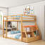 Lit superposé double avec 2 tiroirs en bois avec tablettes-334923581