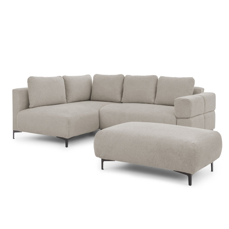 6 Seater Corner Sofa, Taupe, Left Hand Facing