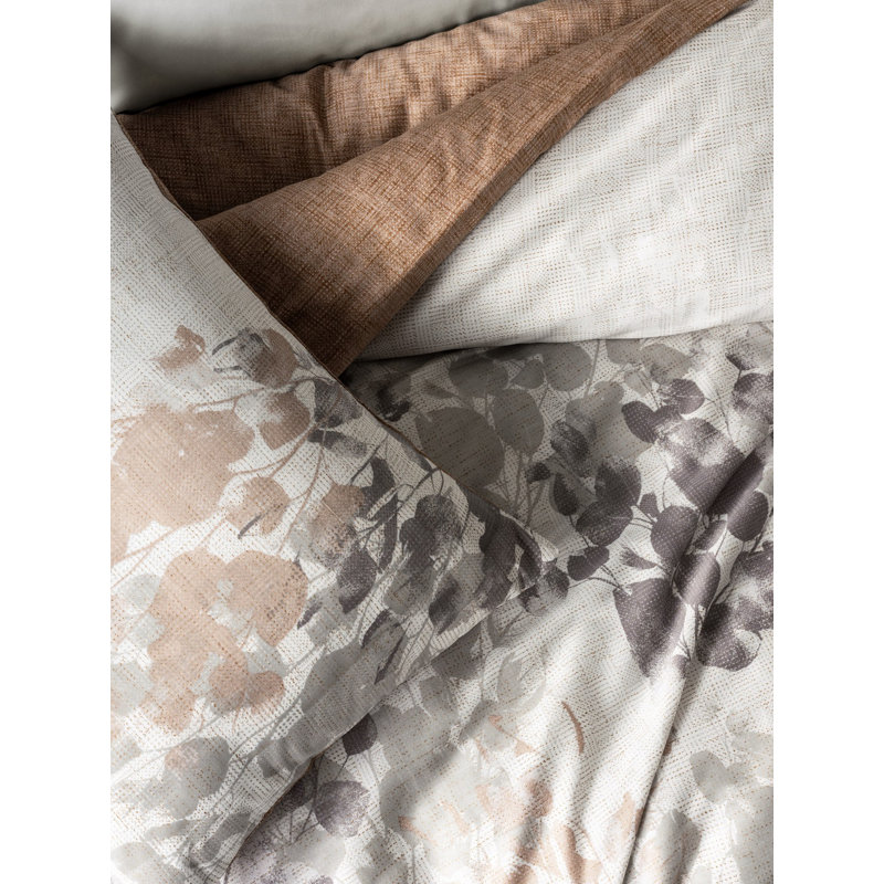 100% Cotton Satin Quilt Cover Set, Grey, 78.7 x 78.7 inches | Includes 2 Pillowcases (31.5 x 31.5 inches) | Reactive Printing, Machine Washable, 210 Thread Count, Elegant Button Closure | Luxurious Bedding Upgrade