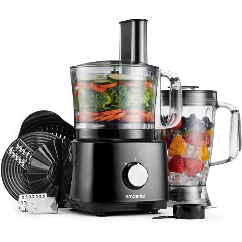 Emperial Food Processor and Blender - Multifunctional Juicer, Shredder, Slicer, Emulsifier & Grater with 2 Speeds & Pulse Function