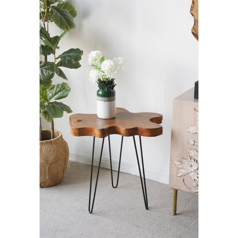 Table d'appoint en teck brun 23,5 po x 19,5 po x 23,5 po