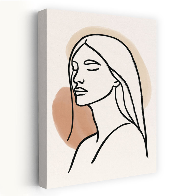Serene Profile Lines Abstract Modern Wall Art Print 1 Piece Wrapped Canvas Wall Art, 45.72cm H x 30.48cm W