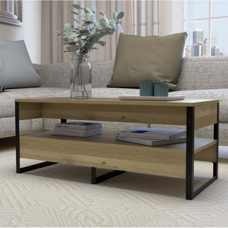 Carrick Frame Coffee Table with Storage and Metal Legs